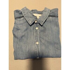 Time & Tru Women's Cap Sleeve Blouse Denim Blue, Size Medium 8-10 NWOT